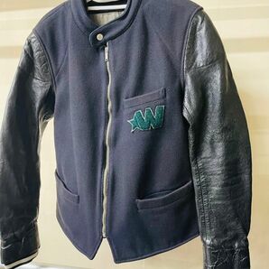 GOLDEN GOOSE レザー バーシティ ジャケット カシミヤ メルトン スタジャン GGDB ゴールデングース 