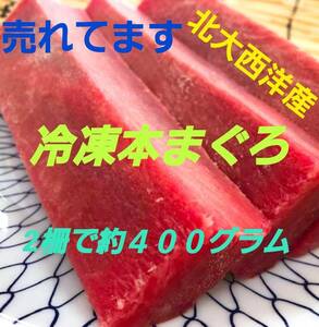 送料無料！　当店の看板商品　本マグロ赤身　2柵セット（2柵で約４００ｇ）　即決３９９０円～年内最終発送は12/29迄～