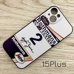アイルトン・セナ マシン デザイン iPhone 15 Plus ケース F1 ウィリアムズ ルノー FW16 ロスマンズ カラー スマホ