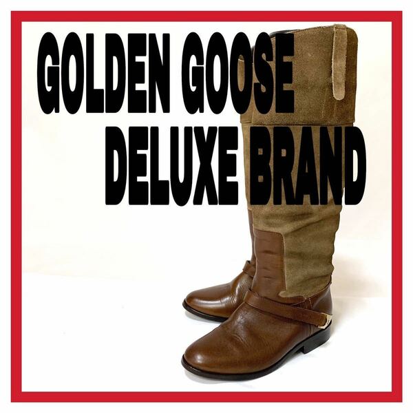 レディース GOLDEN GOOSE DELUXE BRAND (ゴールデングース デラックス ブランド) ロングブーツ レザー × スエード コンビ 36 23cm 革靴