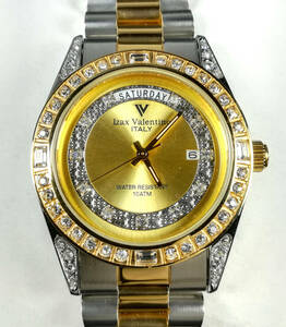 新品アウトレット　Izax Valentino メンズ 腕時計　シルバー ゴールド　IVG-1000　アイザックバレンチノ　クォーツ 10気圧防水　ステンレス