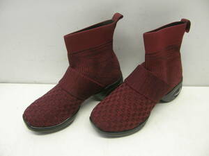  stylish . pretty! knitted! short boots!uo- King!23.5~24cm( bordeaux )