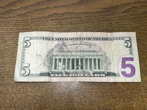 アメリカ 5ドル 紙幣 フリーメイソン エイブラハムリンカーン H 秘密結社 5ドル札 フリーメーソン イルミナティ 財布のお守りに 