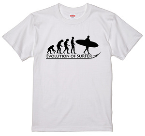 進化 evolution Tシャツ サーファー　サーフィン S/M/L/XL　白 新品 海 波乗り　ハワイアン サーフボード ビーチボーイズ 湘南