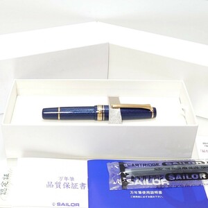 未使用 セーラー SAILOR 万年筆 プロギア 1911 スリムミニ 14K-585 GOLD ゴールド ナイト ブルー 箱 コンバーター カートリッジ 取説保証書