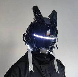 ヒーロー変身マスク　戦隊　忍者　コスプレ　ハロウィン　マスク　ヘルメット　LED ホワイト　点滅パターン手動変更　高品質　レア1点8295