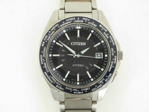 シチズン CITIZEN　アテッサ　エコドライブ　腕時計　電波ソーラー　H148-T017509　黒文字盤　お洒落な　シルバーカラー　G13