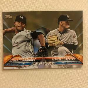 Merandy GonzalezElieser Hernandez[(Parallel Gold ♯/2018)Base Card][2018 update topps MLB]US-77(Miami Marlins(MIA))Rookie Combos