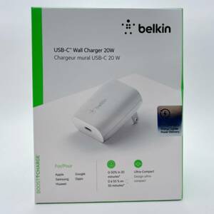 Belkin USB-C Wall Charger 20W Charger mural USB-C 20 W USB充電器 ケーブルなし ホワイト (OI0198)