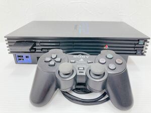 PS2 プレイステーション2 カラー ブラック 通電確認済み ディスク開閉良好 本体 コントローラー 電源コード RCAコード付き