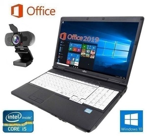 【高画質Webカメラセット】【サポート付き】A561 富士通 Windows10 PC Office2019 次世代Core i5 2.5GHz 新品SSD:120GB 新品メモリー:8GB