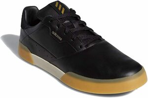 送料無料 25cm●アディクロス レトロ 黒 EE9163 Adicross Retro Golf Shoes ゴルフシューズ レザー 防水 撥水