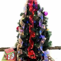 クリスマスツリー　イルミネーション　ライト付きリボン　ホワイト　クリスマス　リボン　ライト　オーナメント　飾り　装飾_画像2
