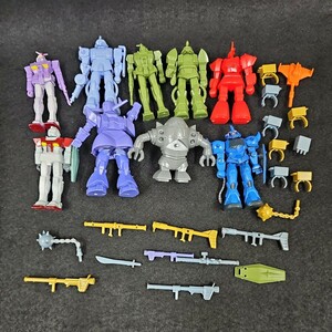 森永 機動戦士ガンダム チョコスナック 完成品9個+武器 ジャンク 当時物 ミニプラ