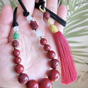 天然逸品辰砂のネックレス(番号A3274)