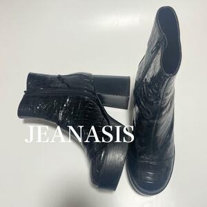 JEANASIS Jeanasis type pushed . enamel tea n key heel boots black 