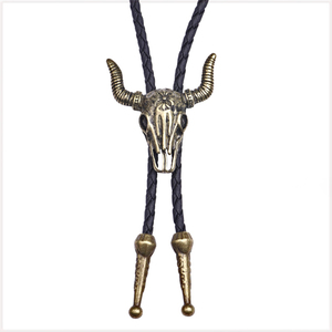 [Fashion] Bolo Tie ヴィンテージ 雄牛ヘッドスカル カウボーイ ループタイ 紐ネクタイ レザーロープタイ ボロタイ (Bronze)【送料無料】