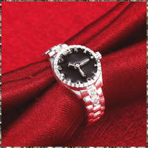 [RING] Silver & Black Watch Shape Ring シルバー & ブラック 腕時計形 CZ ウォッチ バンド シルバーリング 15号_画像2