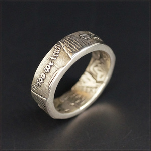 [RING] VINTAGE MORGAN DOLLAR アメリカ 1878年～ モーガン ダラー 銀貨 1＄コイン デザイン 6.5mm シルバー リング 22号