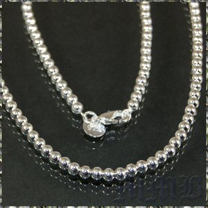 [NECKLACE] 925 Sterling Silver Plated silver lamp body round ball chain necklace φ4x460mm (14.5g)