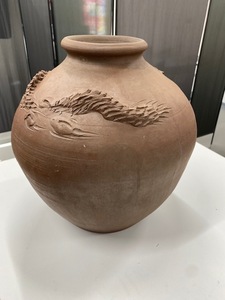 ★縄 焼締め 龍巻 泡盛用 酒甕 高さ30cm 酒壺 古酒造り用 琉球♪♪