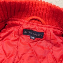 RALPH LAUREN ラルフローレン キッズ 130 女の子用 袖革スタジャン 古着 ナイガイ 赤 白 ジャンパー ブルゾン ★a_画像5