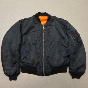 90s USA製 ALPHA INDUSTRIES MA-1 紺 ネイビー アメリカ製 アルファインダストリーズ フライトジャケット L ミリタリー 古着 ★b