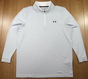 美品★大きいサイズ★UNDER ARMOUR GOLF アンダーアーマー ゴルフ プレイオフ2.0 1/4ジップ/ストレッチ長袖モックシャツ/ヒートギア/3XL