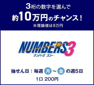 来週１週間分（月～金）のナンバーズ３×５回、ナンバーズ４×５回、計１０回の完全予想、特価１０００円。