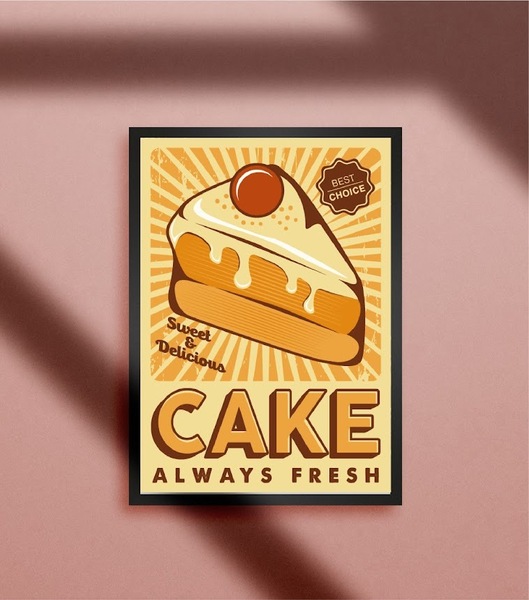 【A4額付き】ケーキ 洋菓子 スイーツ お菓子 カフェ 喫茶 店舗 キッチンカー レトロ ポップアート ポスター