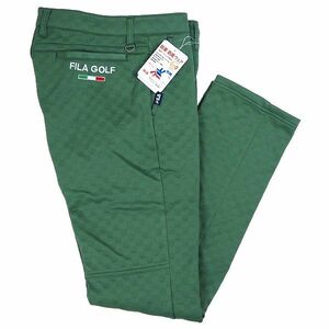 P793 新品 FILA GOLF フィラ ゴルフ 秋冬 高周波 キルト 3層ボンディング ストレッチ パンツ 裏起毛 Dカン 82 グリーン