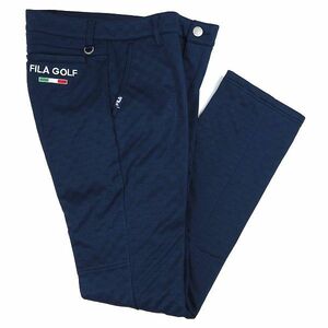 P605 新品 FILA GOLF フィラ ゴルフ 秋冬 高周波 キルト 3層ボンディング ストレッチ パンツ 裏起毛 Dカン 90 ネイビー