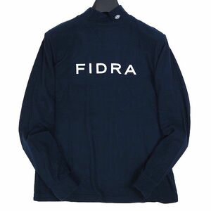 P778 新品 FIDRA フィドラ ゴルフ 秋冬 ビッグロゴ モックネック 起毛 ストレッチ シャツ ゴルフウエア XL ネイビー