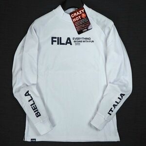 P844 新品 FILA GOLF フィラ ゴルフ 2層繊維 クレイジーホット 裏起毛 モックネック 長袖 シャツ M ホワイト