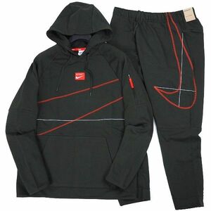 P861 新品 NIKE ナイキ 上下セット ビッグスウッシュ フリース パーカー パンツ セットアップ L セコイア