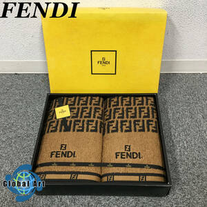 ★D11571【未使用保管品】FENDI フェンディ/バスタオル/ズッカ柄/綿100%/箱付