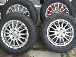 ★BS ブリザック VRX3 195/65R15 2022年製 バリ山 15×6J 5H 114.3 ＋50 ハブ径約73.5 アルミホイール付4本