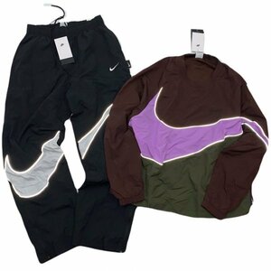 NIKE ナイキ スウッシュ ウーブン ジャケット & パンツ セット 上下 DX0661-227 DX0595-010 茶紫 黒 M