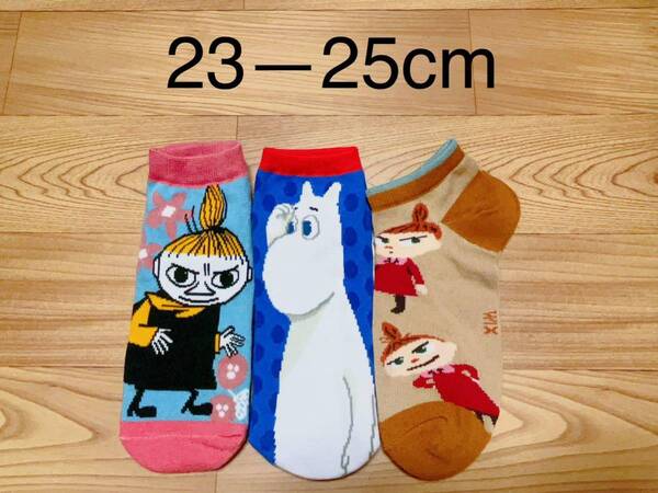 人気 ムーミン 靴下 レディース くるぶし ソックス 3足 23-25cm