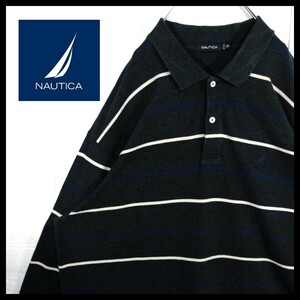 【NAUTICA(ノーティカ)】ビッグシルエット　ボーダー　長袖 ポロシャツ