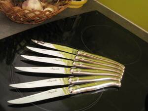 2.5. width France made Laguiolelagi all table knife 6ps.@ silver color all stain less high class cutlery French, Italian Jean Dubost