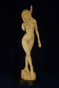 exhibitior work original tree sculpture art [reki M ]toruso.. art art woman hand made pine hand carving sculpture 