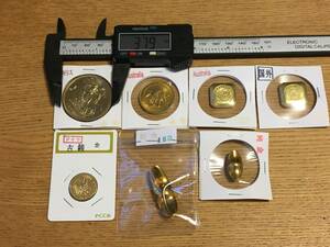 Z5)海外ドイツ、中国、オーストラリア等の古金幣 金錠 金塊 金元寶 合計７点　磁石に付かない