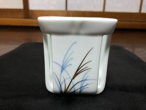  Arita ... kiln white porcelain blue and white ceramics gold paint wet towel oshibori establish unused storage goods I1122M
