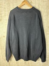 ☆超ビッグサイズ US古着 L.L.Bean エルエルビーン コットンニット セーター Vネック ハイゲージ ネイビー紺【2XL/XXL】　　◆4189◆_画像3