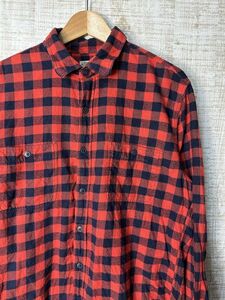 ☆US古着 J.CREW ジェイクルー ネルシャツ チェック柄 ブロックチェック 長袖 シャツ レッド赤×ブラック黒【L】コットン　　　　◆4209◆