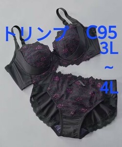 ●AB-262　C95　3L～4L　トリンプ ブラジャー＆ショーツセット　脇高ブラ　バスト下からぐるりとリフトアップパネルでバストを引き上げ　　