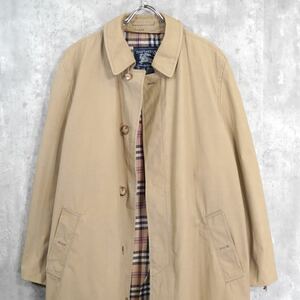 希少 英国製 イングランド製 80's〜90's BURBERRY バーバリー ステンカラーコート バルマカーンコート ノバチェック裏地 古着 ヴィンテージ