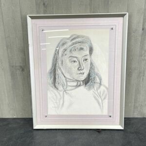 安井曾太郎 デッサン 肖像画 額入り 約41×51cm 人物画 女性 /64922