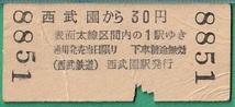 鉄道硬券切符17■西武鉄道 地図式乗車券 西武園から 30円 42-7.21_画像2